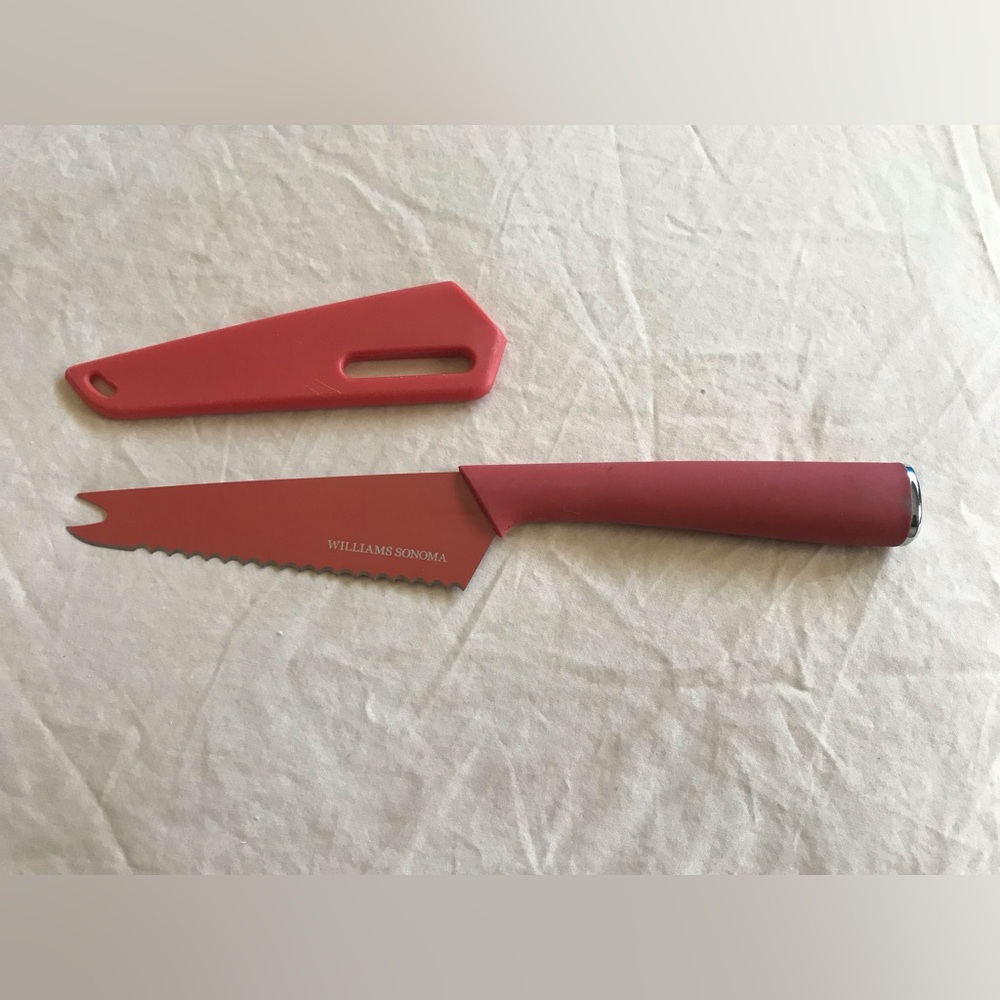 Williams Sonoma Red Serrated Cheese Knife with Matching Sheath